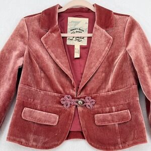 Vintage Abercrombie & Fitch Pink Velvet Blazer Women M Romantic Y2K